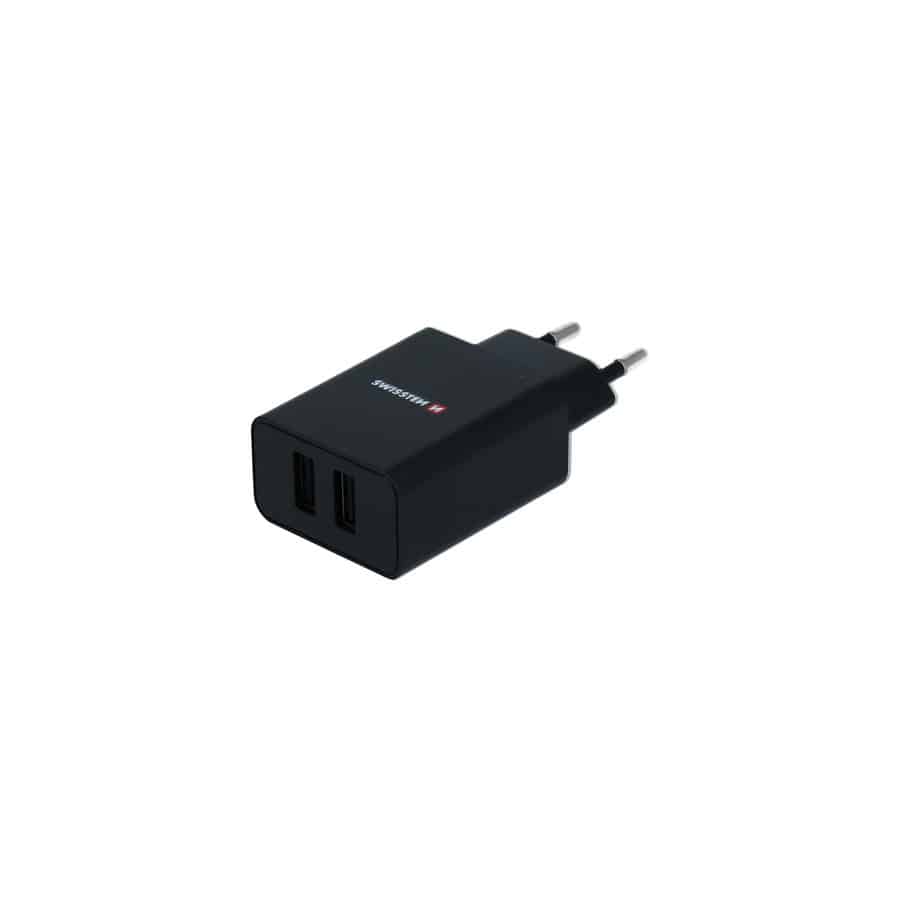 Chargeur 2 ports USB Swissten Smart IC 2.1A + Câble Micro USB 1.2m Noir
