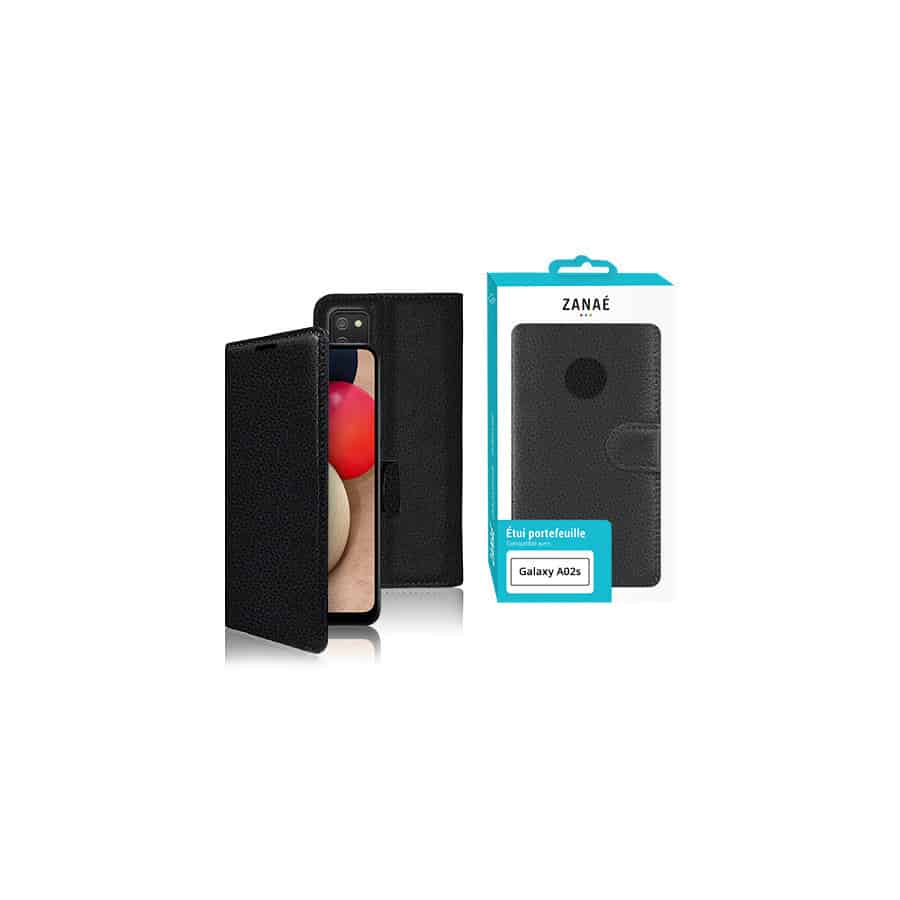 Etui Portefeuille Zanae pour Galaxy A02s, Noir Etui Portefeuille Zanae pour Galaxy A02s, Noir