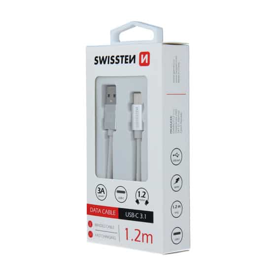 Câble Swissten USB-C 3.1, 1.2 m, Silver