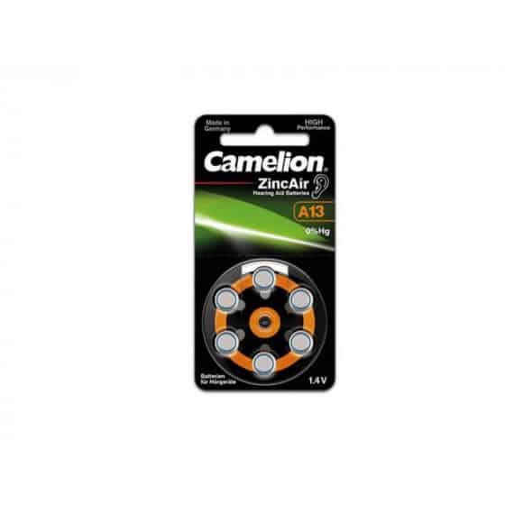 6 piles pour appareil auditif Camelion Zinc-Air A13 0% Mercury/Hg - Orange