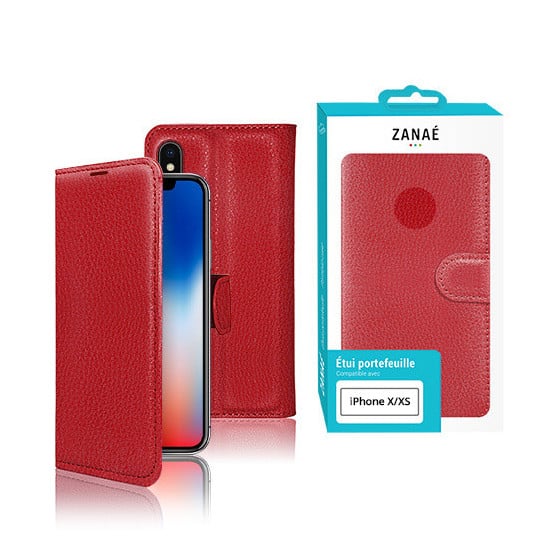 Etui Portefeuille pour iPhone X / iPhone XS, Rouge