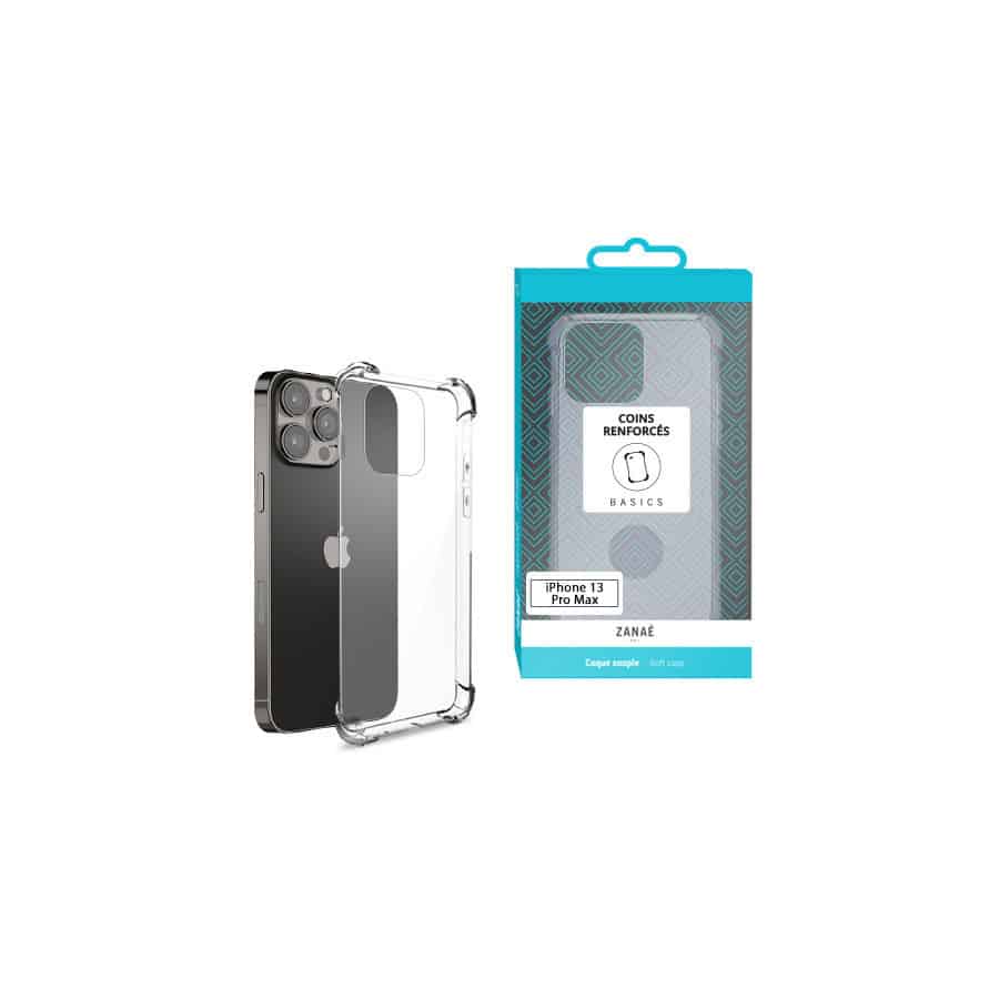 Coque Silicone transparent avec coins renforces pour iPhone 13 Pro max, Transparent Coque Silicone transparent avec coins renforces pour iPhone 13 Pro max, Transparent