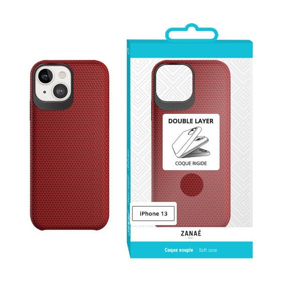 Coque Double Layer pour iPhone 13, Rouge
