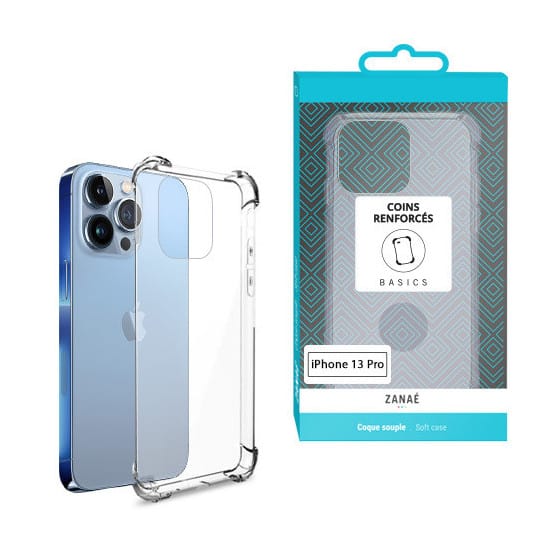 Coque Silicone transparent avec coins renforces pour  iPhone 13 Pro, Transparent