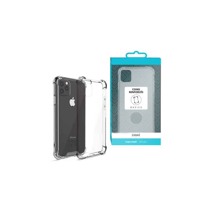 Coque Silicone transparent avec coins renforces pour iPhone 12 Mini, Transparent