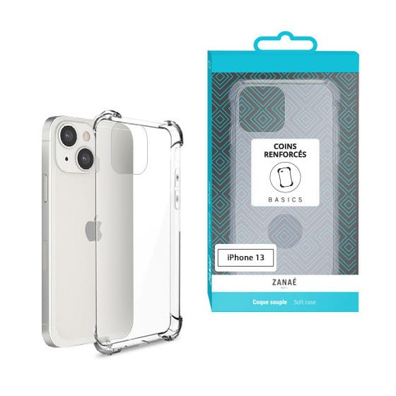Coque Silicone transparent avec coins renforces pour  iPhone 13, Transparent