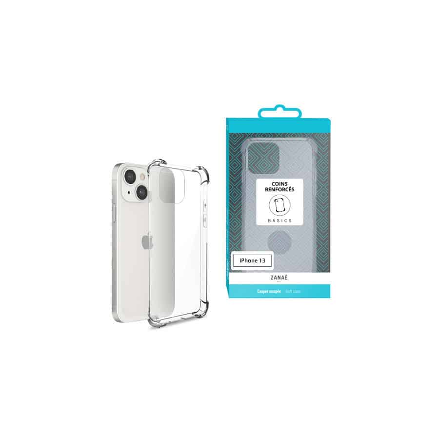 Coque Silicone transparent avec coins renforces pour  iPhone 13, Transparent