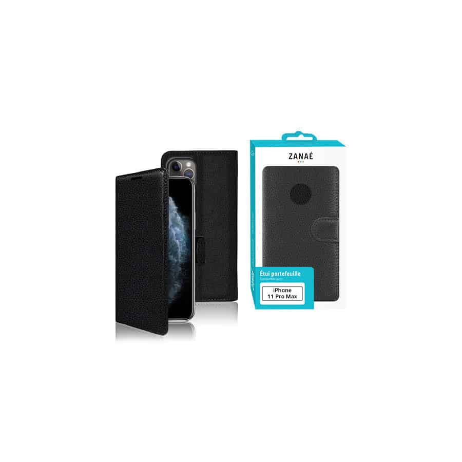Etui Portefeuille Zanae pour iPhone 11 Pro Max, Noir