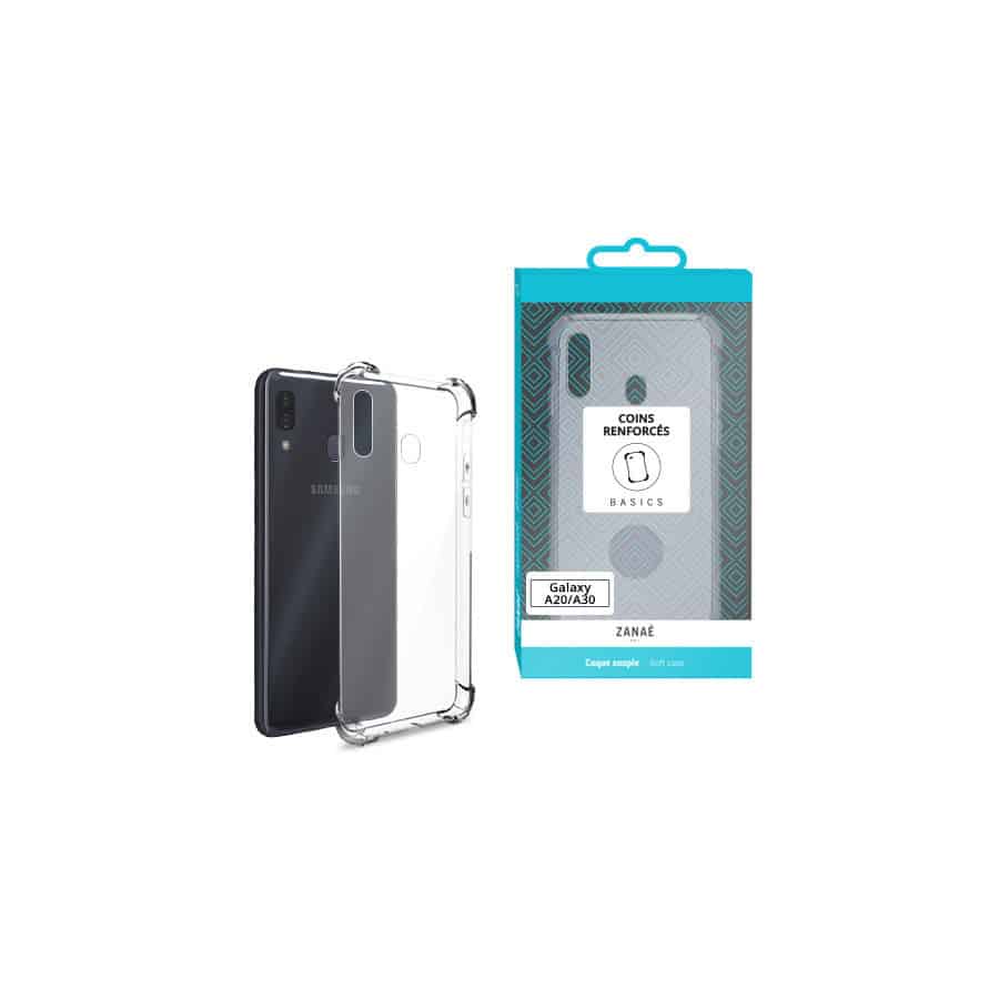 Coque Silicone transparent avec coins renforces pour Galaxy A20/30, Transparent Coque Silicone transparent avec coins renforces pour Galaxy A20/30, Transparent