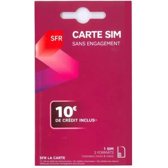 CARTE SIM SFR (CONTIENT 10€ DE CRÉDIT)