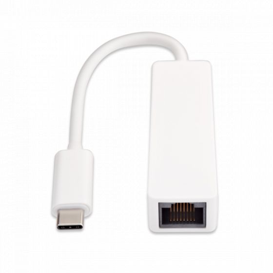 V7 Adaptateur Ethernet Gigabit USB-C mâle vers RJ45 femelle, blanc