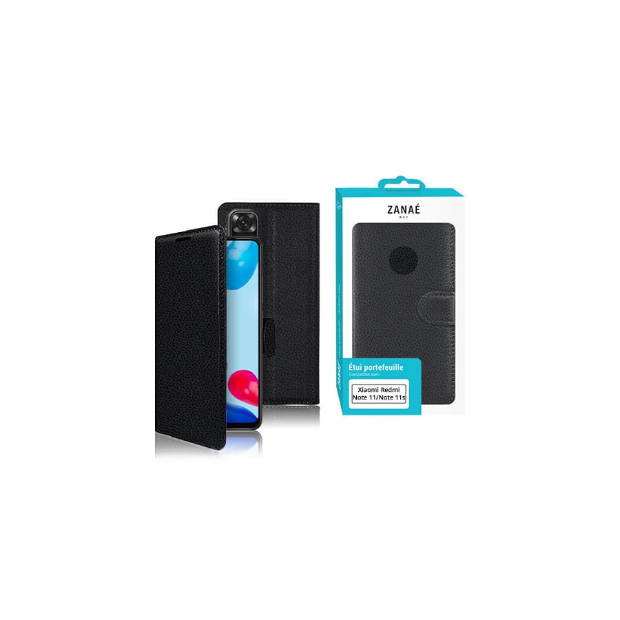 Etui Portefeuille Zanae pour Redmi Note 11 / Note 11S, Noir