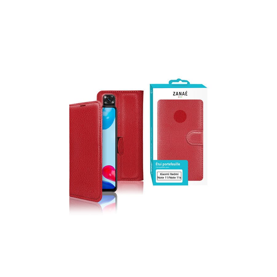 Etui Portefeuille Zanae pour Redmi Note 11 / Note 11S, Rouge Etui Portefeuille Zanae pour Redmi Note 11 / Note 11S, Rouge