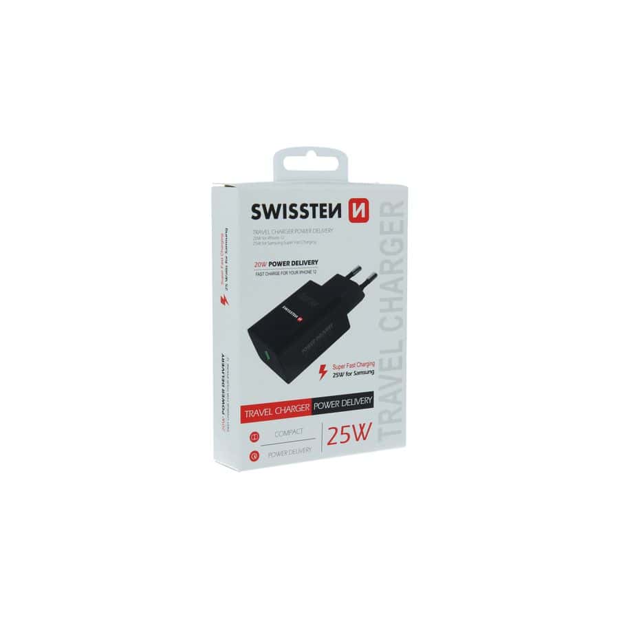 Chargeur Swissten avec sortie USB-C Power Delivery 25W iPhone / Samsung
