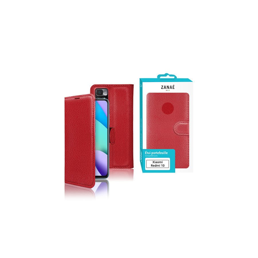 Etui Portefeuille Zanae pour Xiaomi Redmi 10, Rouge Etui Portefeuille Zanae pour Xiaomi Redmi 10, Rouge