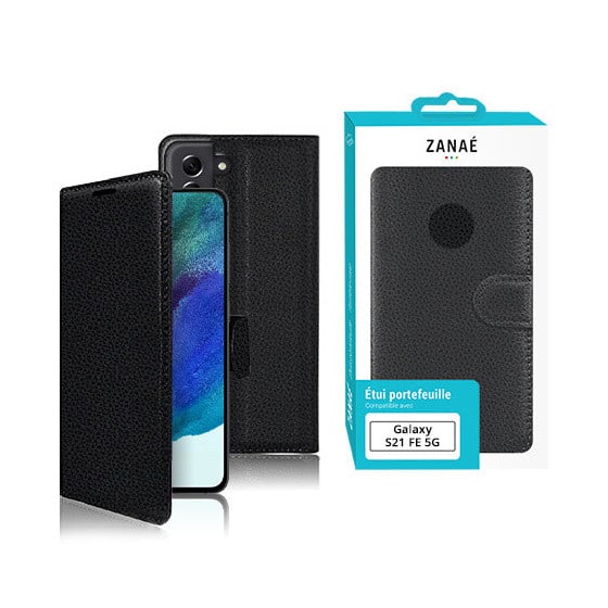 Etui Portefeuille Zanae pour Samsung Galaxy S21 FE 5G, Noir