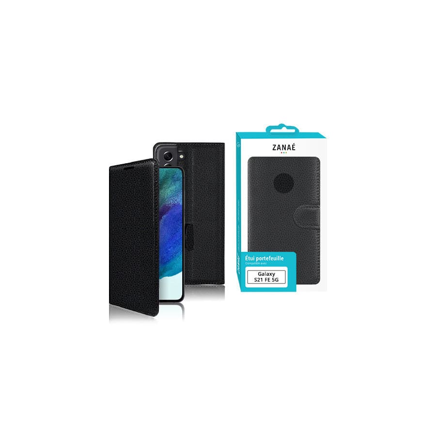 Etui Portefeuille Zanae pour Samsung Galaxy S21 FE 5G, Noir