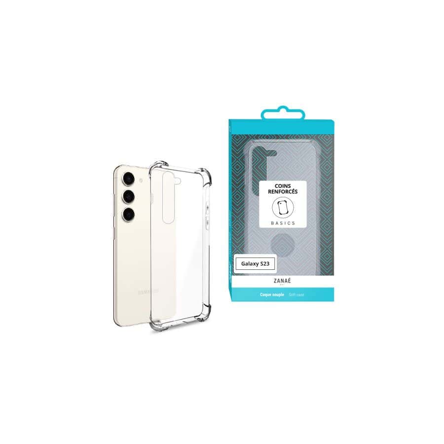 Coque Silicone transparent avec coins renforces pour Samsung Galaxy S23, Transparent Coque Silicone transparent avec coins renforces pour Samsung Galaxy S23, Transparent