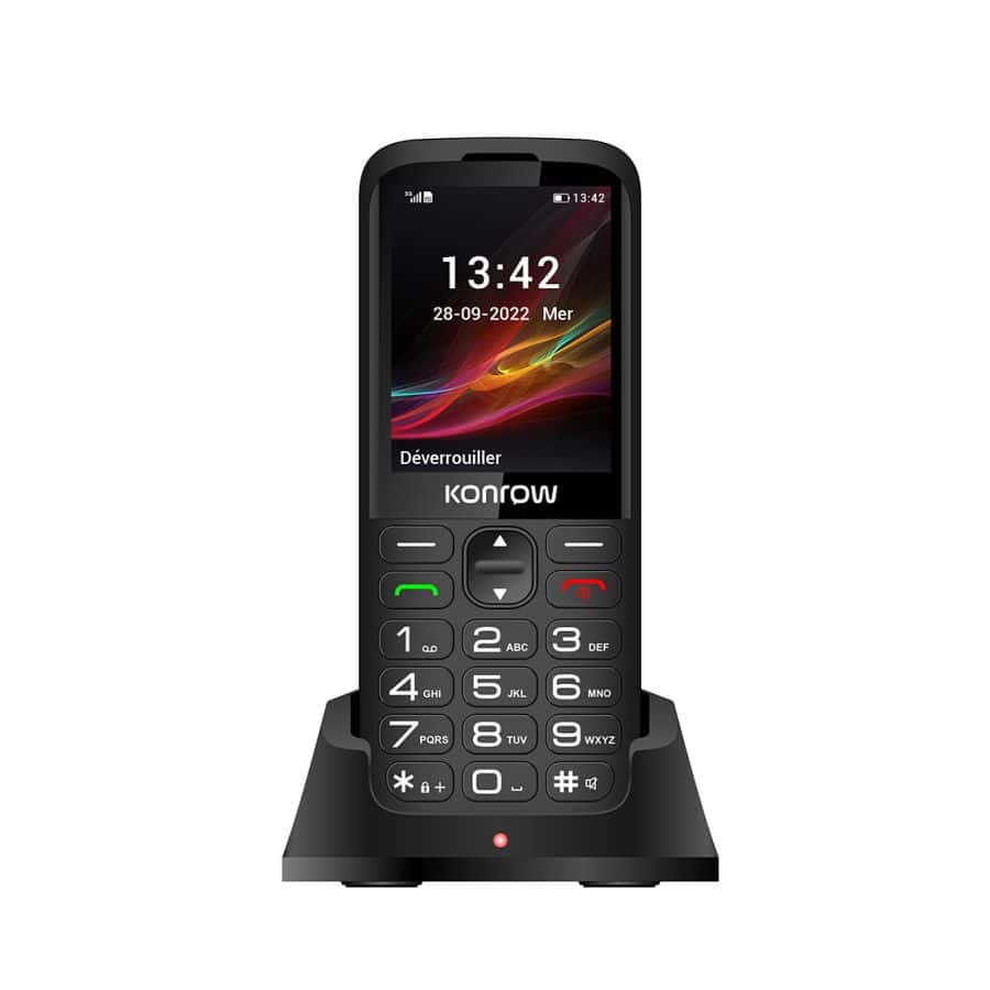 Konrow Senior 280 (Écran 2.8'' - Double Sim - Avec Station de charge) Noir