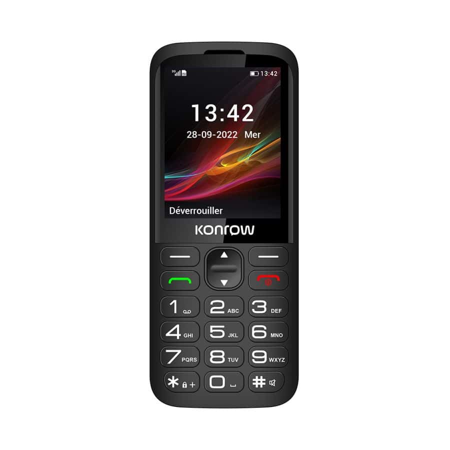 Konrow Senior 280 (Écran 2.8'' - Double Sim - Avec Station de charge) Noir