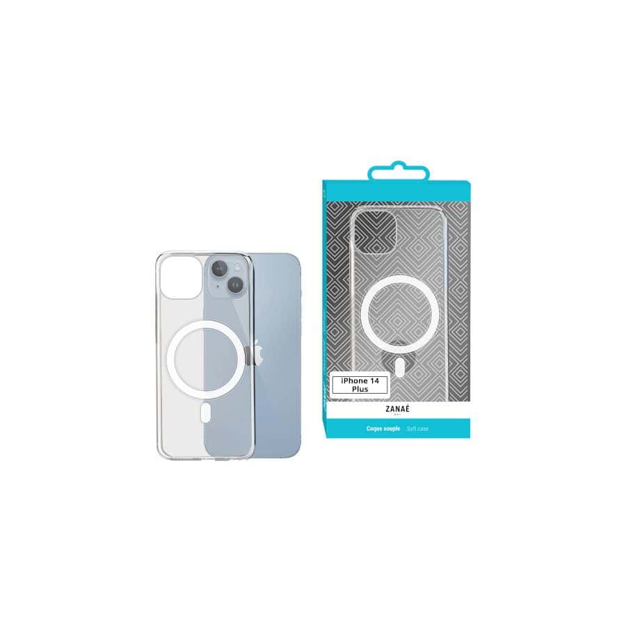 Coque compatible magSafe pour iPhone 14 Plus, Transparent