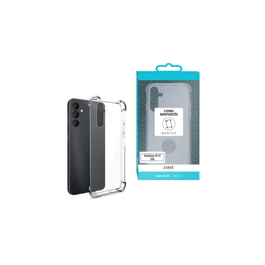 Coque Silicone transparent avec coins renforces pour Galaxy A14 4G / 5G, Transparent Coque Silicone transparent avec coins renforces pour Galaxy A14 4G / 5G, Transparent