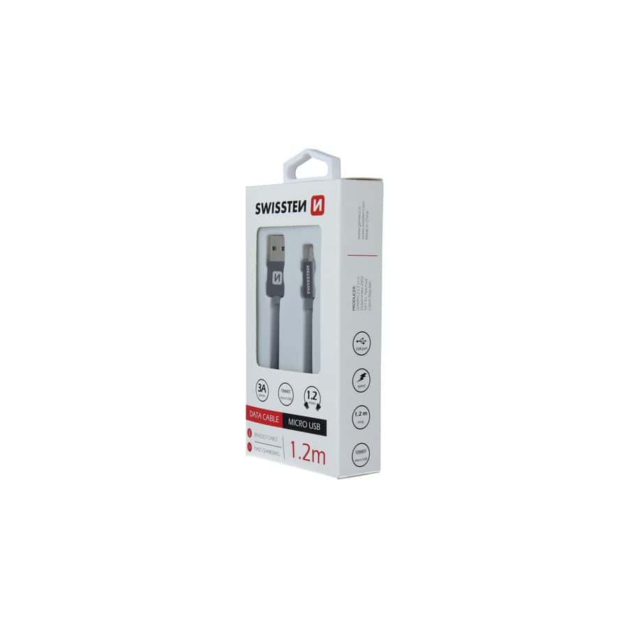 Câble Swissten Textile USB / Micro USB 1.2m, Gris Câble Swissten Textile USB / Micro USB 1.2m, Gris
