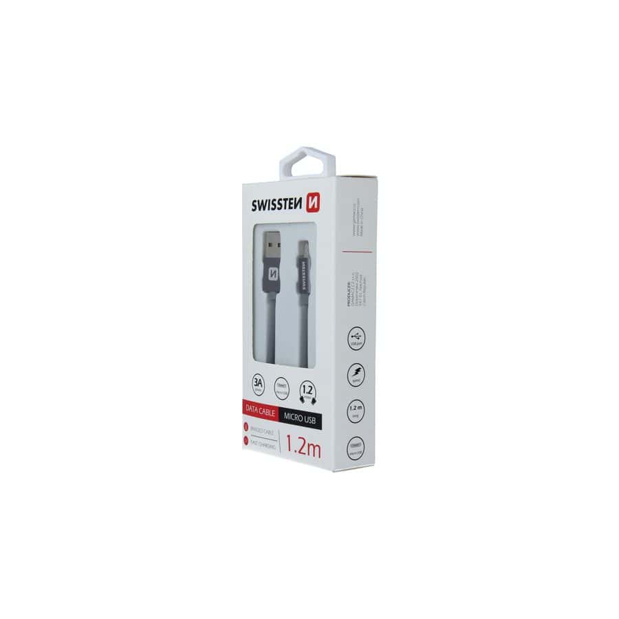 Câble Swissten Textile USB / Micro USB 1.2m, Gris