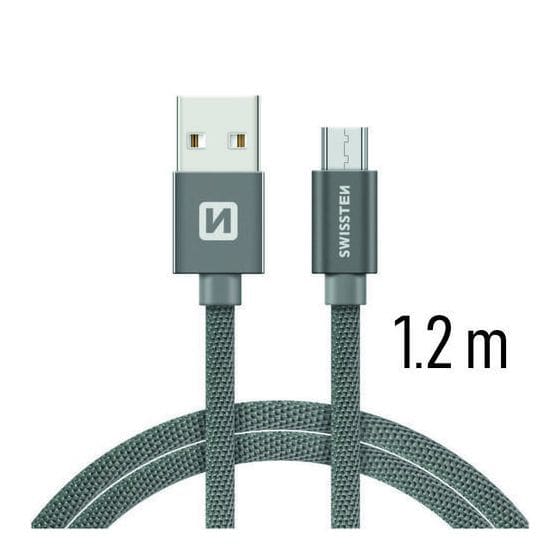 Câble Swissten Textile USB / Micro USB 1.2m, Gris