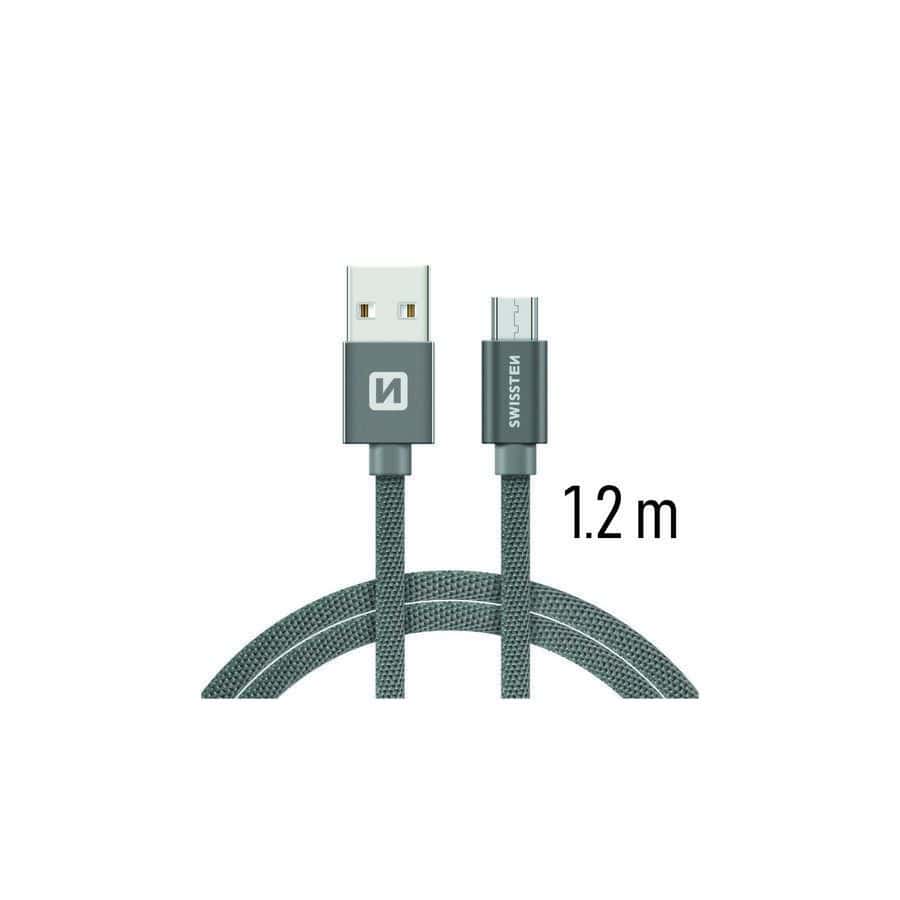 Câble Swissten Textile USB / Micro USB 1.2m, Gris