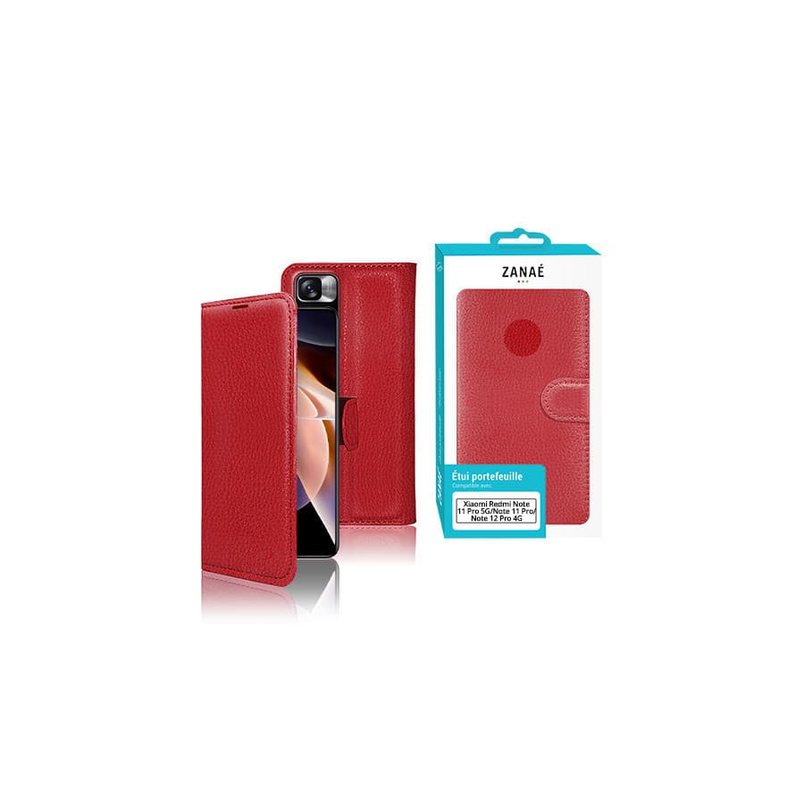Etui Portefeuille Zanae pour Redmi Note 11 Pro 5G / Note 11 Pro / Note 12 Pro 4G, Rouge Etui Portefeuille Zanae pour Redmi Note 11 Pro 5G / Note 11 Pro / Note 12 Pro 4G, Rouge