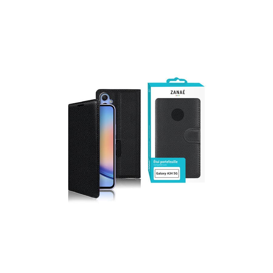 Etui Portefeuille Zanae pour Galaxy A34 5G, Noir Etui Portefeuille Zanae pour Galaxy A34 5G, Noir
