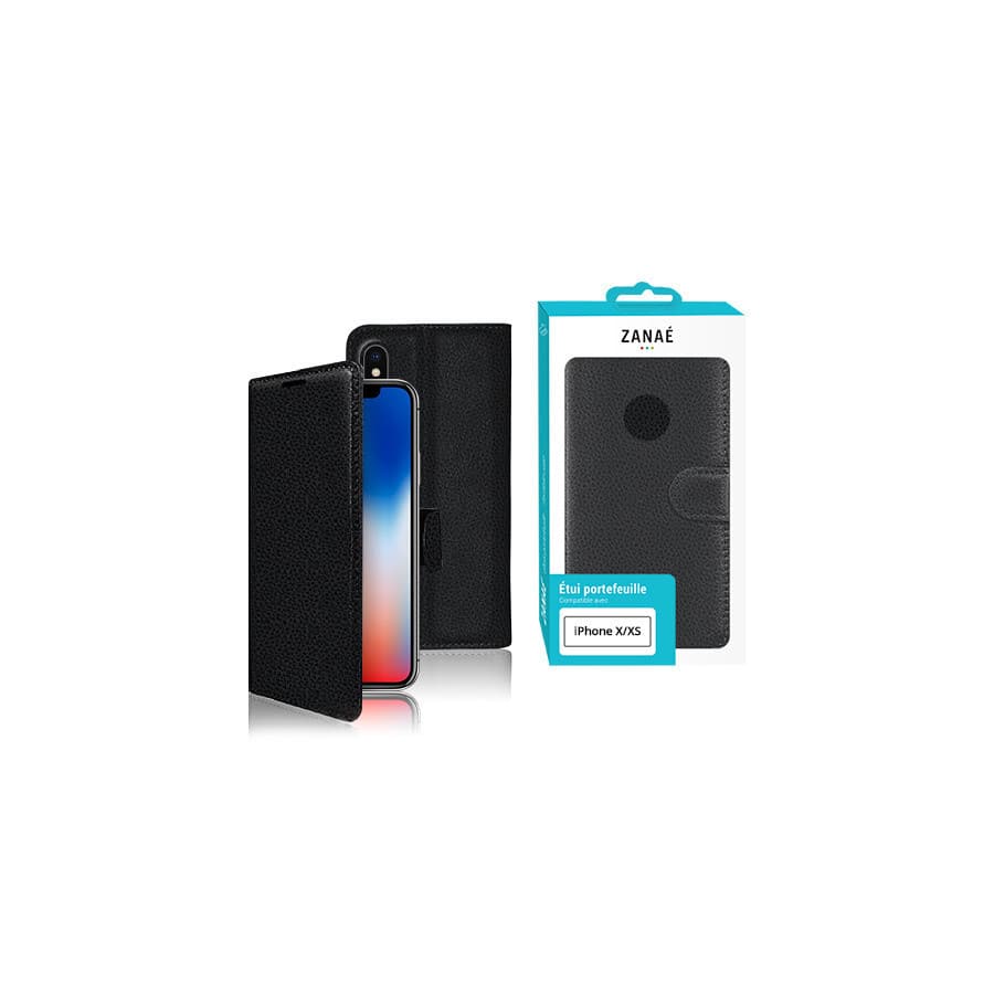 Etui Portefeuille Zanae pour iPhone X / XS, Noir Etui Portefeuille Zanae pour iPhone X / XS, Noir
