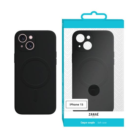 Coque compatible magSafe pour iPhone 15, Noir