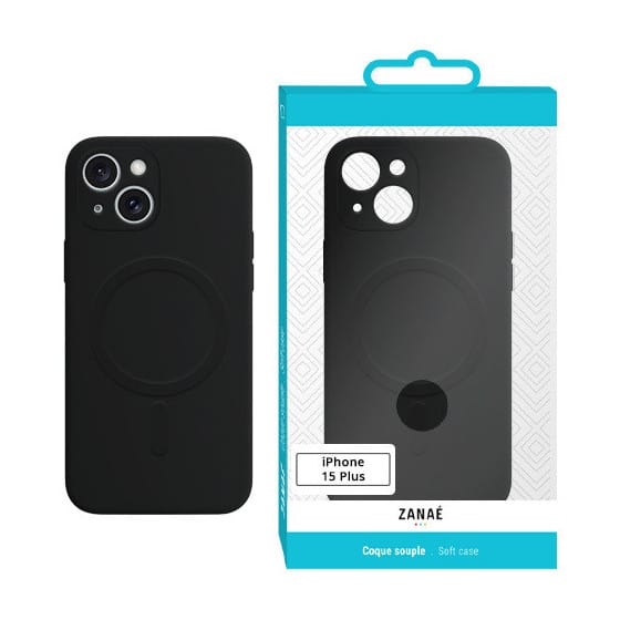 Coque compatible magSafe pour iPhone 15 Plus, Noir