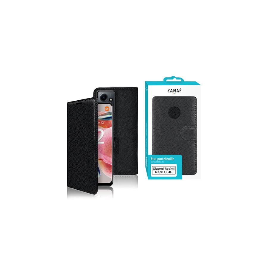 Etui Portefeuille Zanae pour Xiaomi Redmi Note 12 4G , Noir Etui Portefeuille Zanae pour Xiaomi Redmi Note 12 4G , Noir
