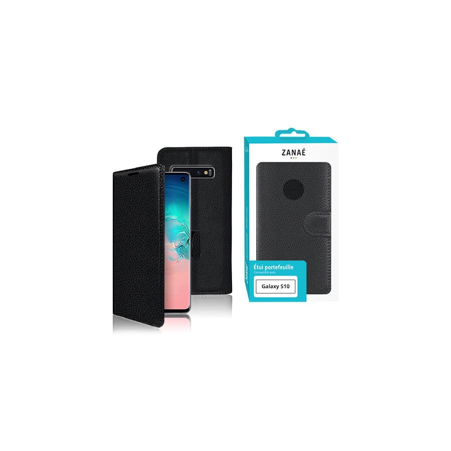 Etui Portefeuille Zanae pour Samsung Galaxy S10, Noir Etui Portefeuille Zanae pour Samsung Galaxy S10, Noir