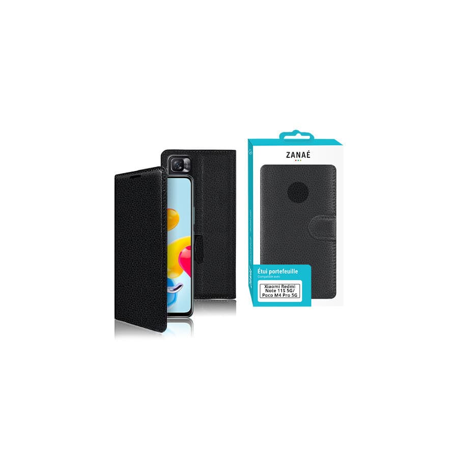 Etui Portefeuille Zanae pour Xiaomi Poco M4 Pro 5G / Redmi Note 11S 5G, Noir Etui Portefeuille Zanae pour Xiaomi Poco M4 Pro 5G / Redmi Note 11S 5G, Noir