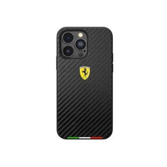 Coque Ferrari effet Carbone pour iPhone 13, Noir
