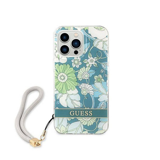 Coque Flower Guess pour iPhone 13, Vert
