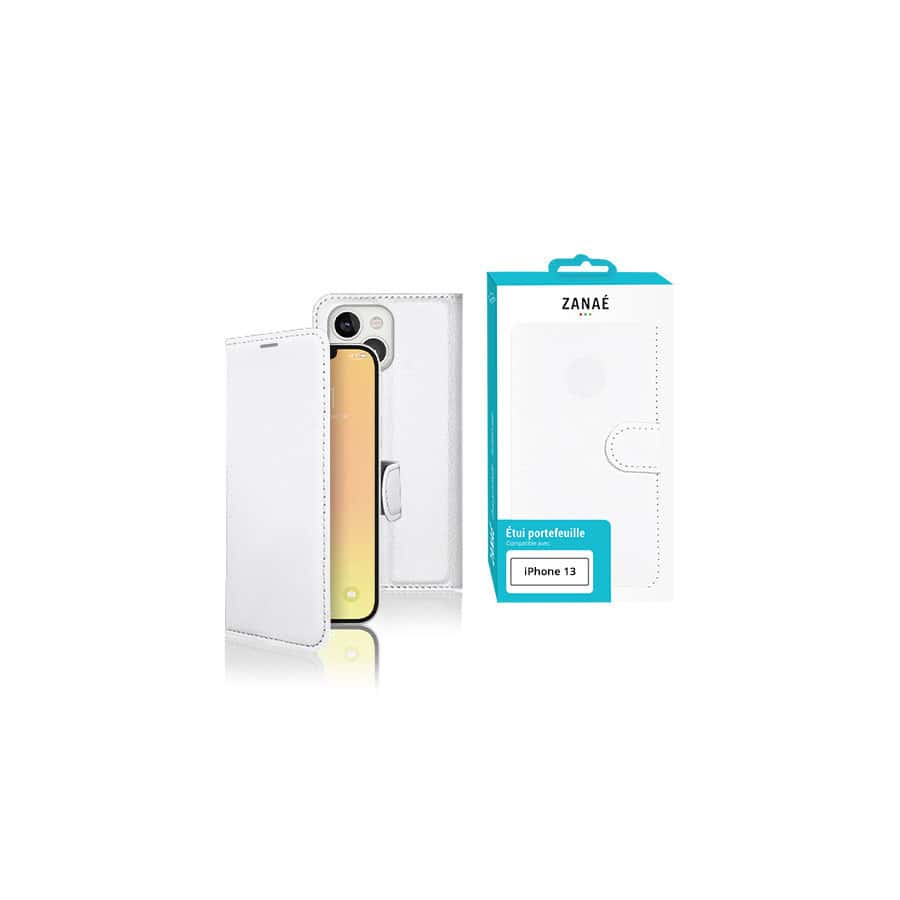 Etui Portefeuille Zanae pour iPhone 13, Blanc Etui Portefeuille Zanae pour iPhone 13, Blanc