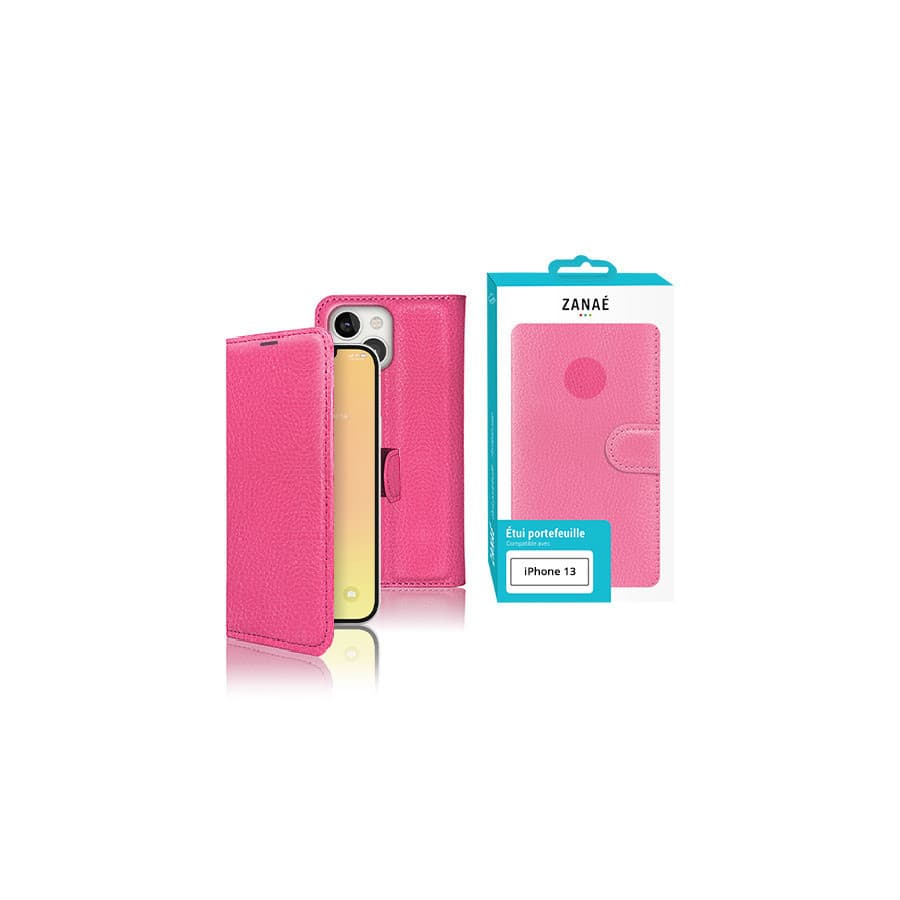 Etui Portefeuille Zanae pour iPhone 13, Fushia Etui Portefeuille Zanae pour iPhone 13, Fushia