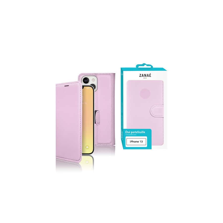 Etui Portefeuille Zanae pour iPhone 13, Rose Etui Portefeuille Zanae pour iPhone 13, Rose