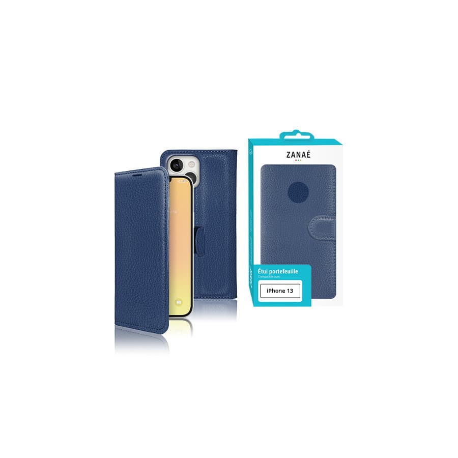 Etui Portefeuille Zanae pour iPhone 13, Marine Etui Portefeuille Zanae pour iPhone 13, Marine