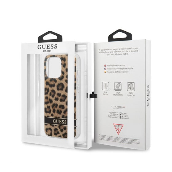 Coque avec motif leopard Guess pour iPhone 13 Pro, Marron