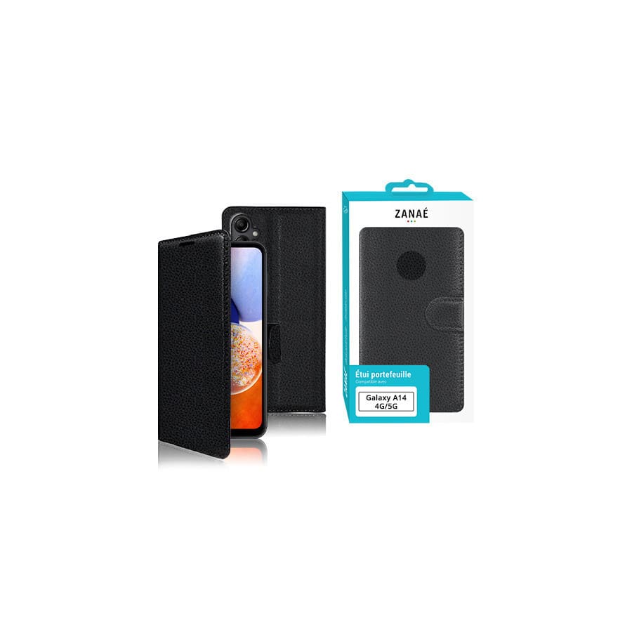 Etui Portefeuille Zanae pour Galaxy A14 4G / 5G, Noir