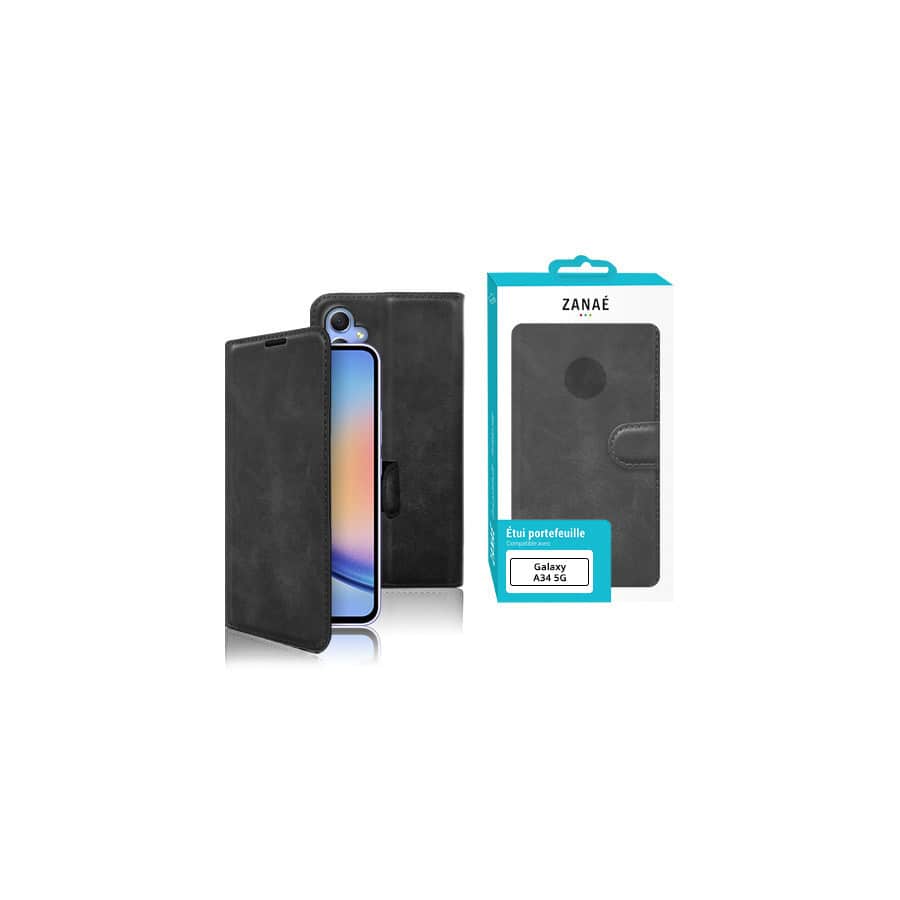 Portefeuille Zanae Columbia pour Galaxy A34 5G, Noir Portefeuille Zanae Columbia pour Galaxy A34 5G, Noir