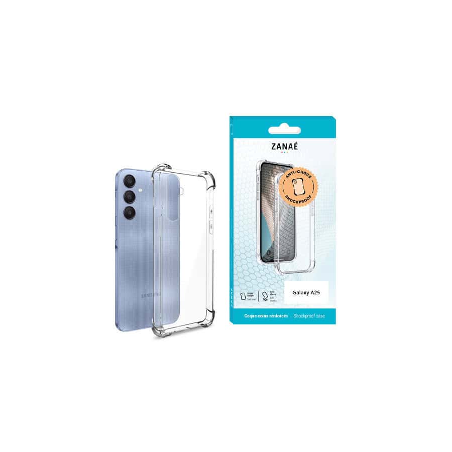 Coque Silicone transparent avec coins renforces pour Galaxy A25, Transparent