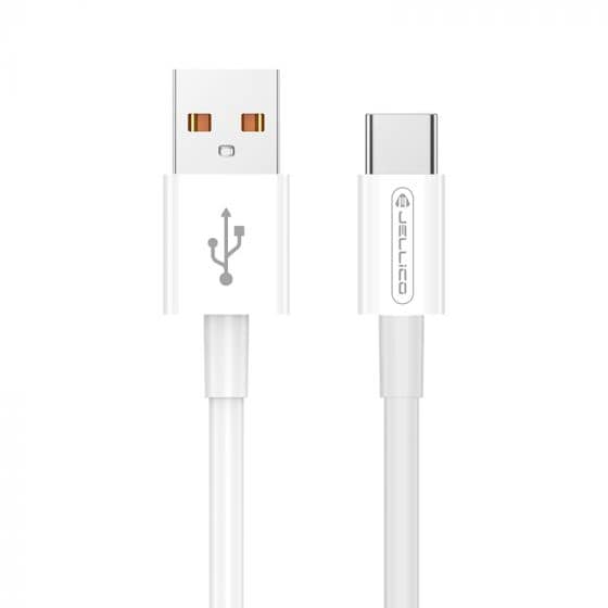 Cable Usb vers USB-C/Type C (3.1 A) 1 mètre JELLICO B1 (Boite/BLISTER) blanc