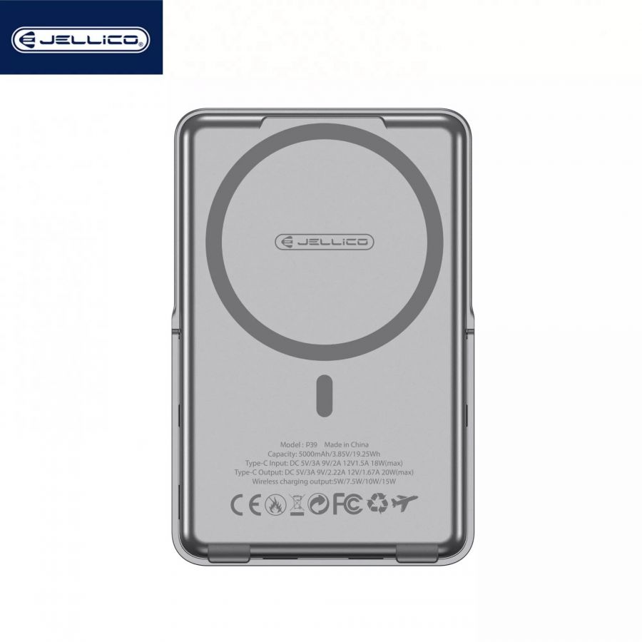 Power Bank MAGSAFE Ultraslim (Batterie Externe) 5000mAh 15W JELLICO P39 (Boite/BLISTER) gris